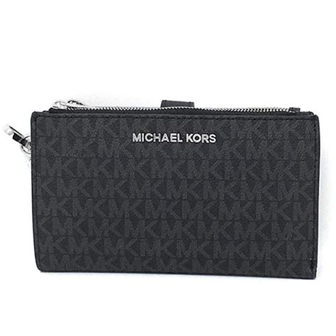 michael kors boxed metallic signature double-zip wristlet|michael kors wristlet wallet black.